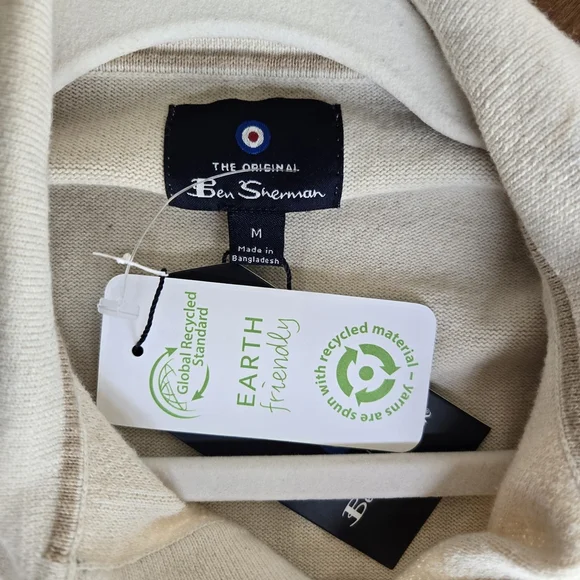 NWT-BEN SHERMAN Off-White Polo Shirt. Size M - Picture 3 of 11